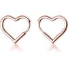 SLUYNZ 925 Argento Sterlina 1.6CM Orecchini a Cerchio a Cuore per le Donne Ragazze Adolescenti Dolce Amore Cuore Orecchini Goccia (B-Rose Gold Plated)