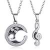 AILUOR Stainless Steel Mens Womens Couple Lovers Friendship BFF Music Note Engraved I Love You Necklace Pendant CZ Puzzle Matching Jewelry Valentines Birthday Gifts