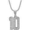 HIJONES Cubic Zirconia Numero 10 Collana per Donna Uomo In Acciaio Inox Impilabile Pendente Gioielli Catena Argento