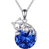 Vadmans Collana in argento Sterling con ciondolo a forma di gatto, con zirconi, gioiello gotico per donne amanti degli animali, regalo, normale, Argento sterling, Non pietra preziosa