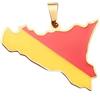 sicilia bedda - Ciondolo a Forma di Sicilia in Argento 925 - Charm Mappa Siciliana - 2.5 x 2 cm (BANDIERA DORATA)