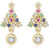 Shuxin Orecchini natalizi per donne e ragazze, orecchini ipoallergenici a forma di albero di Natale, regali festivi per feste di Natale, 10mm, Zirconia cubica, Zirconia cubica