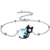 Vadmans Braccialetto Gatto Nero per Donna Argento 925 Braccialetti Cavigliere Gatto Pietra di Luna Gioielli Regalo per Donna Moglie Madre