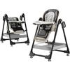 Aveainelle Seggiolone per bambini 2 in 1 con modalità altalena, sedia pieghevole con ruote, regolazione in altezza a 5 livelli, design a 2 ripiani, per bambini da 6 a 36 mesi (Y8122-DEEPGREY)