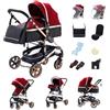 YAZOCO Passeggino Trio, combinazione 3 in 1 passeggino cittadino pieghevole di lusso Borsa mamma con cestino porta bebè (3 in 1 739 Rosso)