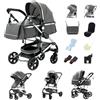 YAZOCO Passeggino Trio, combinazione 3 in 1 passeggino cittadino pieghevole di lusso Borsa mamma con cestino porta bebè (3 in 1 739 Grigio)