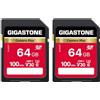 GIGASTONE Camera Plus, scheda di memoria SD da 64 GB, velocità fino a 100 MB/s, UHS-I U3 classe 10, scheda di memoria SDXC Full HD per fotocamera digitale, con 2 mini custodie