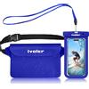 iVoler Kit Impermeabile con Borsa Marsupio e Custodia Smartphone IPX8 per Sport Acquatici Pesca Vela Sci Mare Escursione, Protezione per Cellulare Portafoglio Documenti - Blu