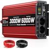 JARXIOKE 3000W Inverter 12V 220V Trasformatore Convertitore di Tensione con Display - 2 Prese AC + USB per Auto,Camper,Furgone, Barca e Camion - Onda Sinusoidale Modificata
