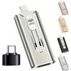 Pelinuar Periodicali 3 in 1 Flash Drive, 32 ~ 256 GB Micro USB + 8 pin + USB 3.0 3 in 1 U-Disk con adattatore di tipo C per telefoni/PC, per foto e file video (argento, 32 GB)