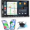 NHOPEEW Autoradio 2 Din con Carplay e Android Auto wireless - 7 pollici 2 Din Autoradio Supporto EQ FM Controllo volante 16 interfacce utente Doppio ingresso USB + Telecamera posteriore