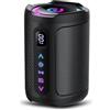 aowoka Cassa Bluetooth Portatili senza fili con luce LED, Display Digitale Intelligente+Smart EQ, Altoparlante Bluetooth Bassi Potente, Bluetooth 5.4, Speaker da Esterno per Viaggi, Sport, Feste, Ciclismo