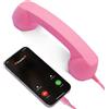 Kyduu Cuffia Telefonica Retrò, Cornetta Vintage del Telefono per Cellulare in ABS, Ricevitore Telefonico per iPhone/Android, Ricevitore Cellulare Tipo C Vecchio Stile, Rosa
