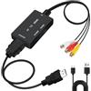 Jewan Convertitore da RCA a HDMI, Adattatore da AV a HDMI, Convertitore Audio Video Composito RCA CVBS 1080P con Cavo HDMI per PS2/SNES/VHS/Xbox/PS4/TV/VCR/DVD/Wii/Supporta PAL/NTSC