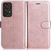 DENDICO Cover per Galaxy A53 5G, Premium Portafoglio PU Custodia in PU Pelle, Flip Libro TPU Bumper Caso per Samsung Galaxy A53 5G, Rosa