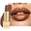 Oulac Rossetto Metallizzato Lucido Marrone, Rossetti Glitter Senza Profumo, Perlato e Brillante, Colore Intenso Lunga Durata, Formula Idratante Nutre le Labbra, Vegan & Senza Glutine, 08 Hawaii Summer