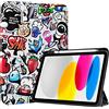 ProCase Cover iPad 11 Generazione A16 11 Pollici 2025/iPad 10 Generazione 10,9 Pollici 2022,Custodia con Portapenna Auto Sonno/Veglia -Manga Nero