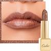 Oulac Rossetto Metallizzato Lucido Marrone, Rossetti Glitter Senza Profumo, Perlato e Brillante, Colore Intenso Lunga Durata, Formula Idratante Nutre le Labbra, Vegan & Senza Glutine, Guilty Pleasure