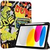 ProCase Cover iPad 11 Generazione A16 11 Pollici 2025/iPad 10 Generazione 10,9 Pollici 2022,Custodia con Portapenna Auto Sonno/Veglia -Giallo Rock and Roll