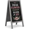 MG Design cavalletto lavagna in legno grigio 50 x 90 cm - bifacciale, richiudibile e lavabile - cartello pubblicitario A-frame per ristoranti, negozi ed eventi