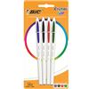 BIC Penne a Sfera, Cristal Up, Punta Media (1.2 mm), Colori Assortiti, Confezione da 4, Fornitura Cancelleria Scuola