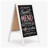 MG Design cavalletto lavagna in legno bianco 50 x 90 cm - bifacciale, richiudibile e lavabile - cartello pubblicitario A-frame per ristoranti, negozi ed eventi