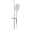 OFFO Set doccia in Acciaio Inox-Asta Doccia con Soffione da 60 cm,Soffione grande con Flessibile e supporto, 3 Tipi di Getto,Altezza Regolabile,Bianco