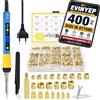EVINYEP Inserti Filettati 400 pz con Saldatore 80W, Temperatura Regolabile 180-500°C, 7 Punte, M2/M2.5/M3/M4/M5/M6/M8 per Stampa 3D e Plastica