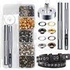Liakai Occhiello Strumento Kit, 200 Pezzi Occhielli Grommet Rondelle, 5mm Occhielli Metallici, Grommet Kit con 3 Attrezzi e Scatola di Stoccaggio, Occhielli in Metallo per Tela Cerata Tessuto Tende