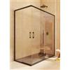 SOULBATH Box doccia 2 scorrevoli + 2 fissi, senza profilo inferiore, REVERSIBILE, Vetro sicurezza 6mm anticalcare- 87,5-90 x 157,5-160cm - H = 195cm, Nero