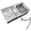Jesustree Lavello Cucina in Acciaio Inox, 78 x 43cm Lavello da Cucina Piccolo, Lavello a Vasca Doppia con Set di Drenaggio, Sottopiano e Incasso (Argento)