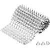 QUARKZMAN 0.5 Yard Cucitura A Mano Su Spikes Stud Per Abbigliamento Argento | 12 File Di Plastic Flat Back Spike Rivet Punk Trim Mesh Rivets Studs Beads, Borsa Artigianato Scarpe Decorazione
