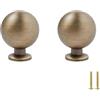 PIYYQNY Pomelli Per Mobili 2 Pezzi Pomello Per Cassetto In Ottone Vintage Maniglia Per Mobiletto Per Vino In Rame Puro Maniglia Per Porta Armadio Rotonda Interamente In Rame Con Foro Singolo(Diametro 30mm)