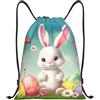 Generic Zaino con Coulisse Easter Bunny Spring Butterfly Borsa con Coulisse Resistente Sacca da Palestra Pieghevole Drawstring Backpack per Spiaggia Viaggi Scuola
