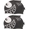 TOVINANNA 2 Pezzi Cuffia Nuoto in Silicone per Motivo Cartoon a Pesce Nero, Protezione Chioma e Alta Flessibilità per Nuoto
