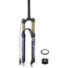 LHHL Forcella Ammortizzata per Mountain Bike 26 27,5 29 Pollici Forcella Aira MTB Bici Corsa 120mm 1-1/8 Diritta Forcella Anteriore QR 9×100mm Bloccaggio Manuale/remoto Nero Oro(Remote,26'')