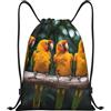 Generic Zaino con Coulisse Colorful Yellow Parrots On Branch Sportiva Zainetto Resistente Borsa con Coulisse Impermeabile Drawstring Backpack per Viaggi Spiaggia Vacanze