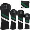 Nexbrill Copritesta da golf in pelle PU con etichette numeriche, fodera protettiva morbida e sicura vestibilità elastica per driver fairway per putter ibrido, set completo o opzioni individuali, nero (No.H)