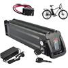 JCXYL EV Pacco batterie al Litio per ebike da 24 V 8 Ah 10 Ah 13 Ah 15 Ah 20 Ah, Batteria Rimovibile da 24 Volt per Motore di Mountain Bike con Caricabatterie,2pin,24V 10Ah