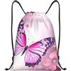 Generic Zaino con Coulisse Pink Butterfly Sacchetta Sportiva Leggero Sacca da Palestra Pieghevole Sportiva Zainetto per Unisex Vacanze Scuola
