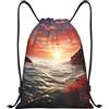 Generic Zaino con Coulisse Red Beach Reef Sacchetta Sportiva Grande capacità Sportiva Zainetto Resistente Drawstring Backpack per Spiaggia Scuola Vacanze