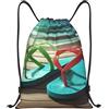 Generic Zaino con Coulisse Flip-Flops Drawstring Backpack Leggero Borsa con Coulisse Pieghevole Sacchetta Sportiva per Vacanze Scuola Spiaggia
