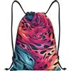 Generic Zaino con Coulisse Colored Leopard Sacchetta Sportiva Leggero Sacca da Palestra Pieghevole Sportiva Zainetto per Vacanze Viaggi Scuola