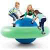 COSTWAY Giostra Gonfiabile a Pianeta per Bambini da 223CM per Inclinare, Arrampicarsi e Saltare con 6 Maniglie Incorporate, Giocattolo Spaziale per Esterno per Bambini dai 5 Anni+ (Verde+Blu)