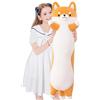Aiuidun Shiba Inu, Cuscino lungo per il corpo in peluche gigante a forma di cane Corgi, cuscino da abbracciare, morbido cuscino lungo per dormire, regalo per ragazze e ragazzi (giallo, 130 cm)