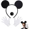 YUVKIN Costume Topolino Minnie con Cerchietto, 1 Nasi, 1 Guanti Bianchi, Papillon, per Carnevale, Cosplay, Festa a Tema, Vestiti Carnevale Bambini e Adulti