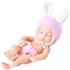 Vistnale Bambole in Silicone, Mini Bambole 7 Simpatiche Mini con Occhi Chiusi Realistica Neonata Auntic Morbida in Silicone per Dormire a Corpo Completo con Vestiti Giocattolo per Bambini, Stile 1