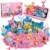 KNASON Sabbia Giocattolo Bambini Sirena,Sabbia Magica Giocattolo con 1KG di Sabbia Colorata,Scrigno del Tesoro e Cassetta Della Sand,Regalo di Natale per bambini di 3 4 5 6 7 8 anni