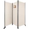 VOUNOT® Separe Divisorio Interno a 3 Pannelli con Ruote, Paravento Pieghevole Autoportante Privacy per Salotto, Camera da Letto e Ufficio, 262 x 30 x 180 cm, Beige
