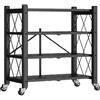 JOYBOS - Scaffale pieghevole a 4 ripiani con ruote, senza montaggio 71x34x125cm nero